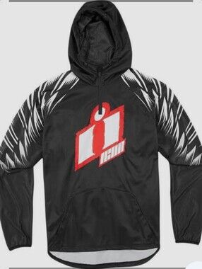 ICON Motosport La Mesa 1/4 Zip Pullover Riding Hoodie Jacket Black/White Size L.